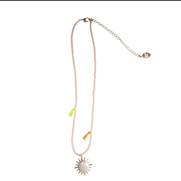 Free People x Ariana Ost Sunlight Choker Necklace Citrine Pearl Sun NWOT - Picture 3 of 8